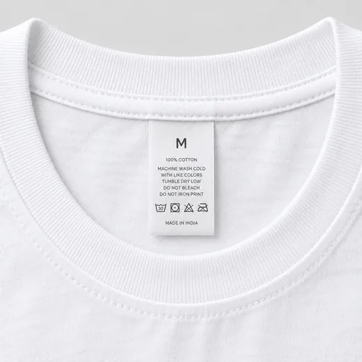 Close-up of the collar, the stitching and the care label