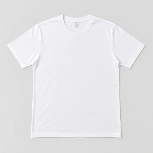 White t-shirt laid flat and photographed from the front